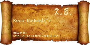 Kocs Bodomér névjegykártya
